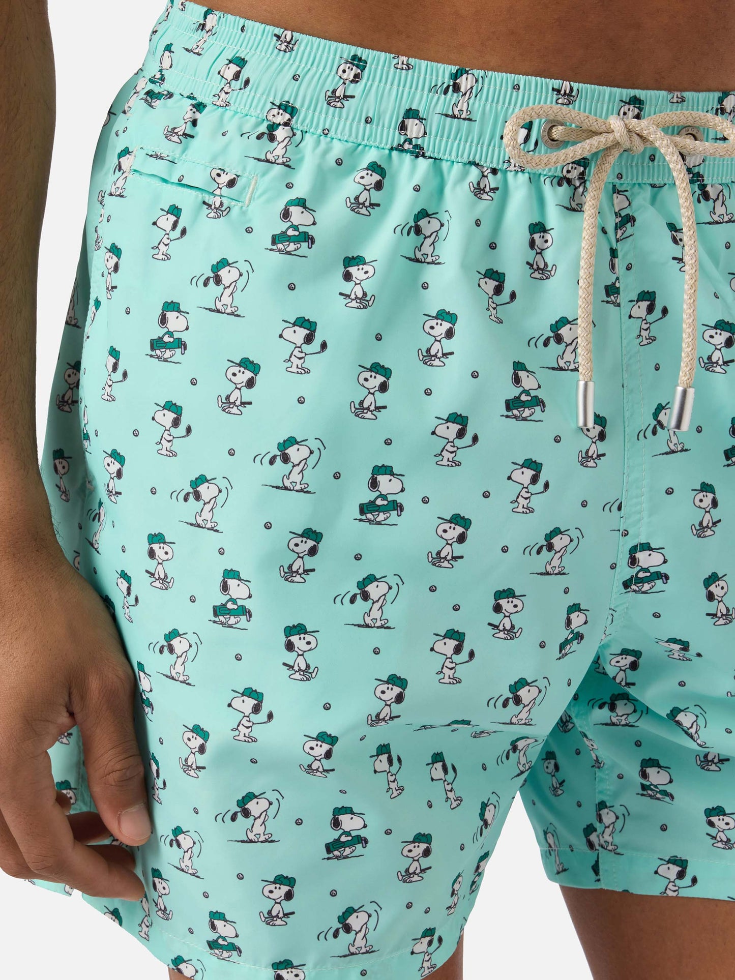 Bañador corto Lighting Micro verde claro con estampado Snoopy golf | Special Edition 