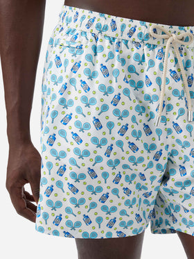 White Lighting Micro swim shorts with padel and gin all-over print