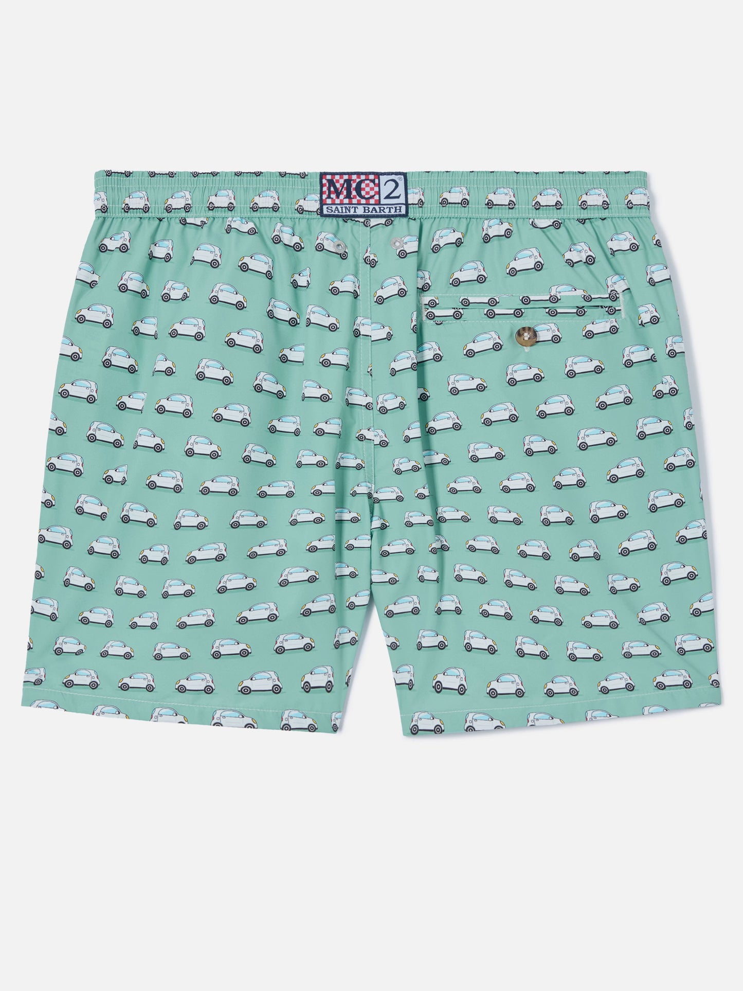 Light green Lighting Micro swim shorts with mini cars print