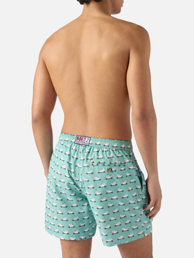 Light green Lighting Micro swim shorts with mini cars print