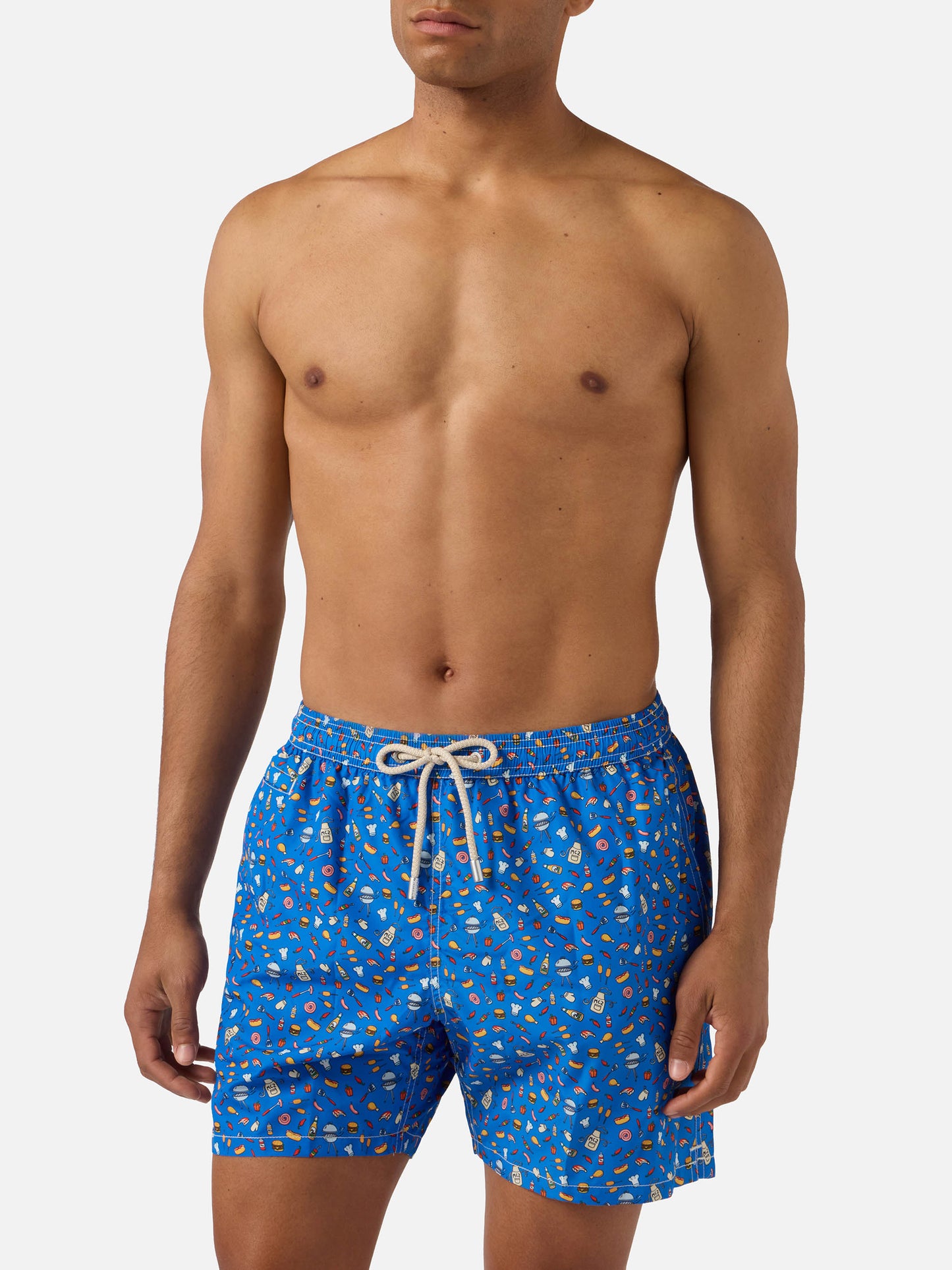 Bluette Lighting Micro swim shorts with street food all-over print