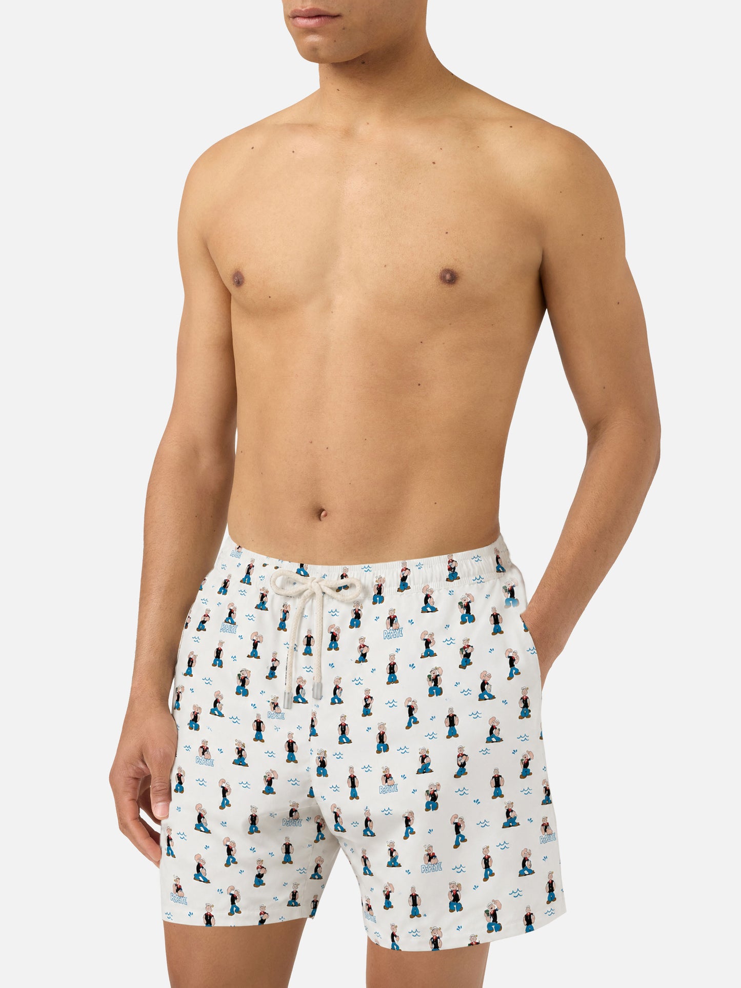 Short de bain Micro White Lighting avec imprimé all-over Popeye | POPEYE SPECIAL EDITION 