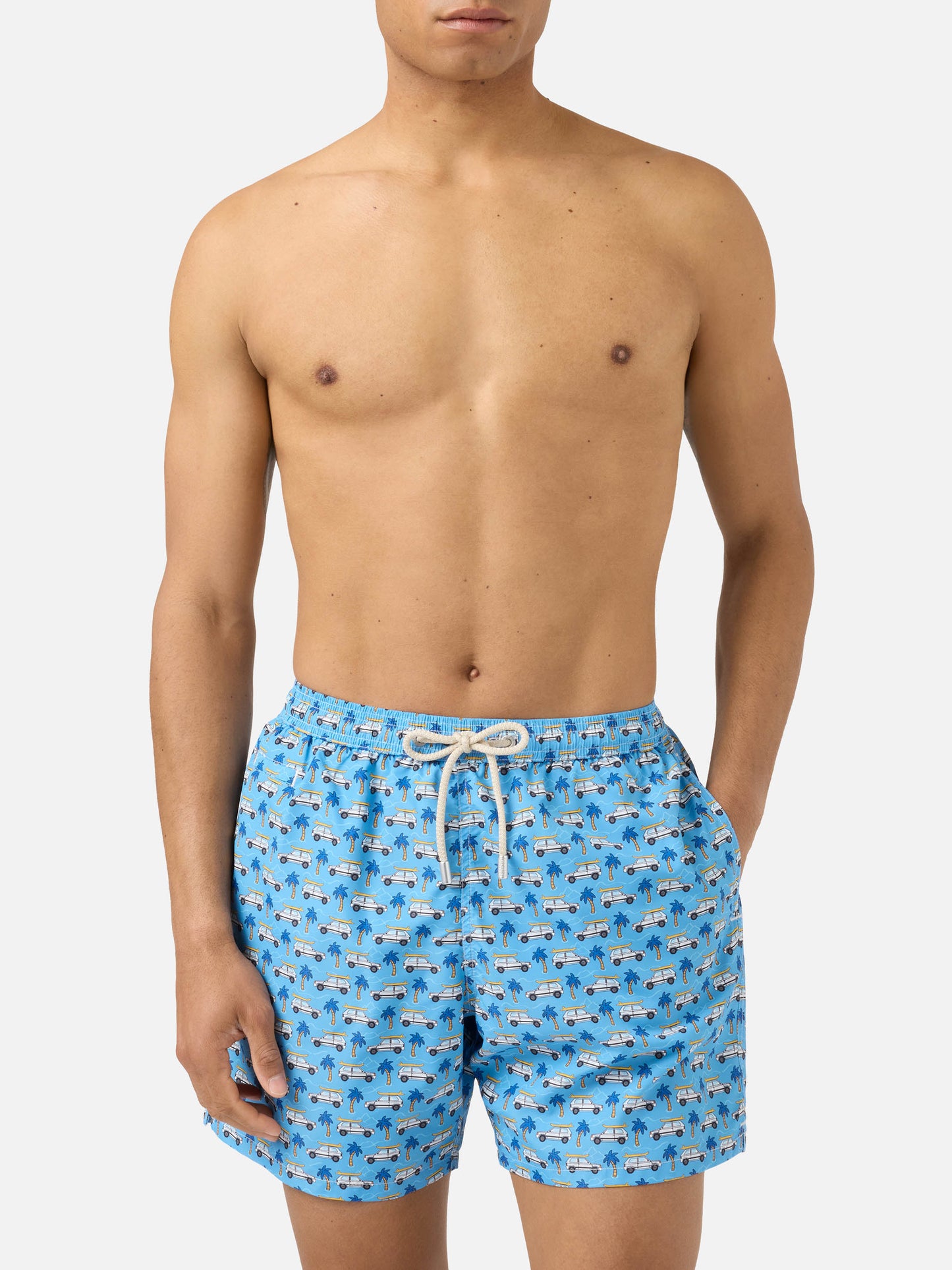 Light blue Lighting Micro swim shorts with Fiat Panda print | Special Edition