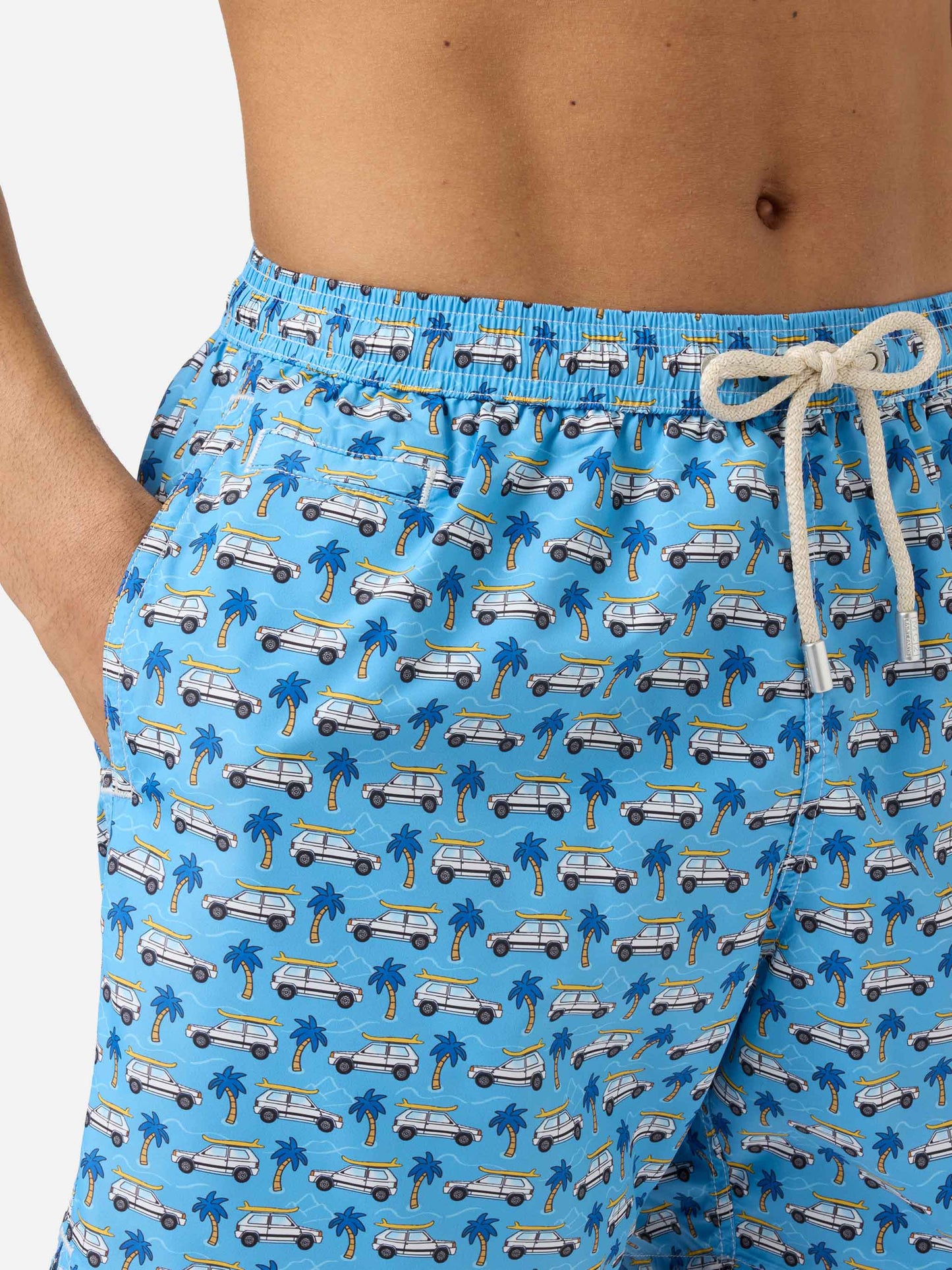 Light blue Lighting Micro swim shorts with Fiat Panda print | Special Edition