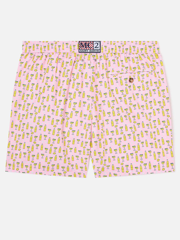 Shorts mare rosa Lighting Micro con stampa cocktail Tassoni | Special Edition