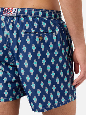 Graue Badeshorts Lighting Micro mit Watch Golden Hour-Print 