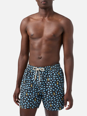 Black Lighting Micro swim shorts with watch and oyster print