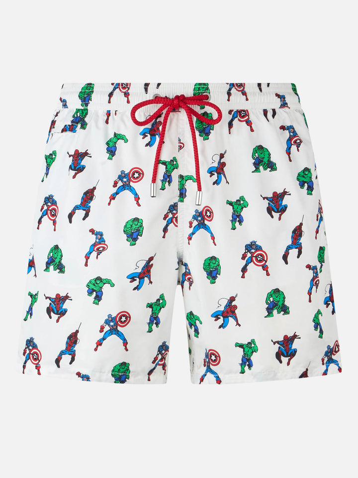 Man lightweight fabric swim-shorts Lighting Micro Fantasy with Marvel Super Heroes print | MARVEL SPECIAL EDITION - MC2 Saint Barth