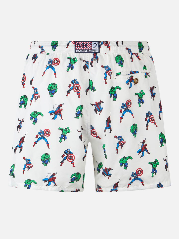 Man lightweight fabric swim-shorts Lighting Micro Fantasy with Marvel Super Heroes print | MARVEL SPECIAL EDITION - MC2 Saint Barth