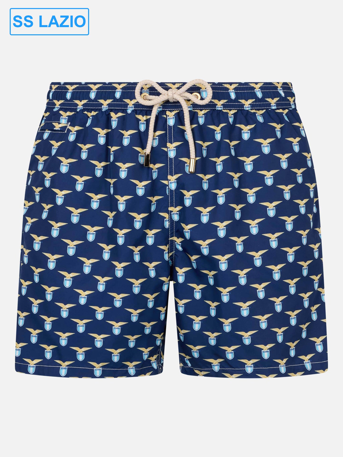 Man lightweight fabric swim shorts with Lazio logo print | SS LAZIO SPECIAL EDITION - MC2 Saint Barth