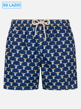 Man lightweight fabric swim shorts with Lazio logo print | SS LAZIO SPECIAL EDITION - MC2 Saint Barth