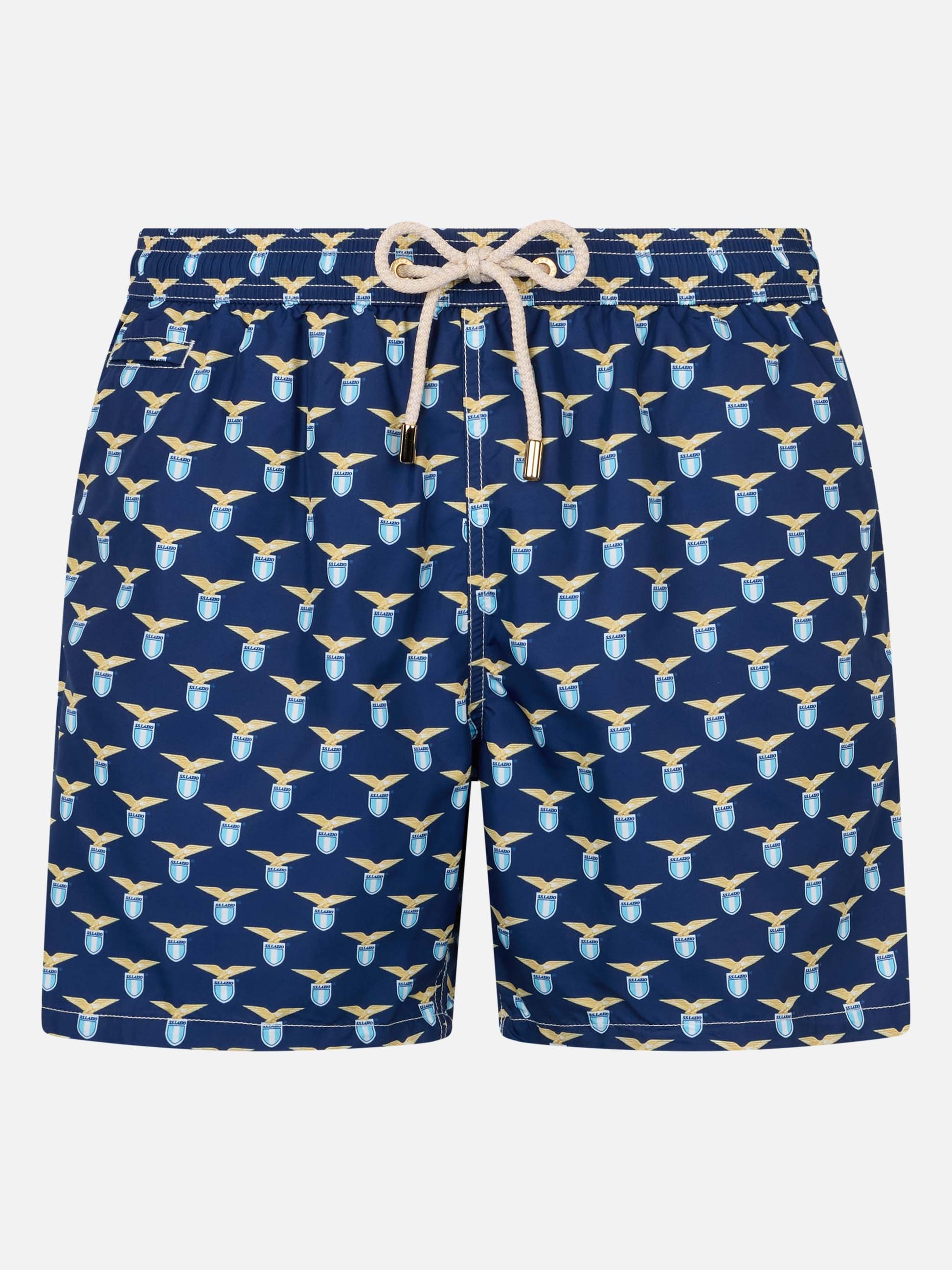 Man lightweight fabric swim shorts with Lazio logo print | SS LAZIO SPECIAL EDITION - MC2 Saint Barth