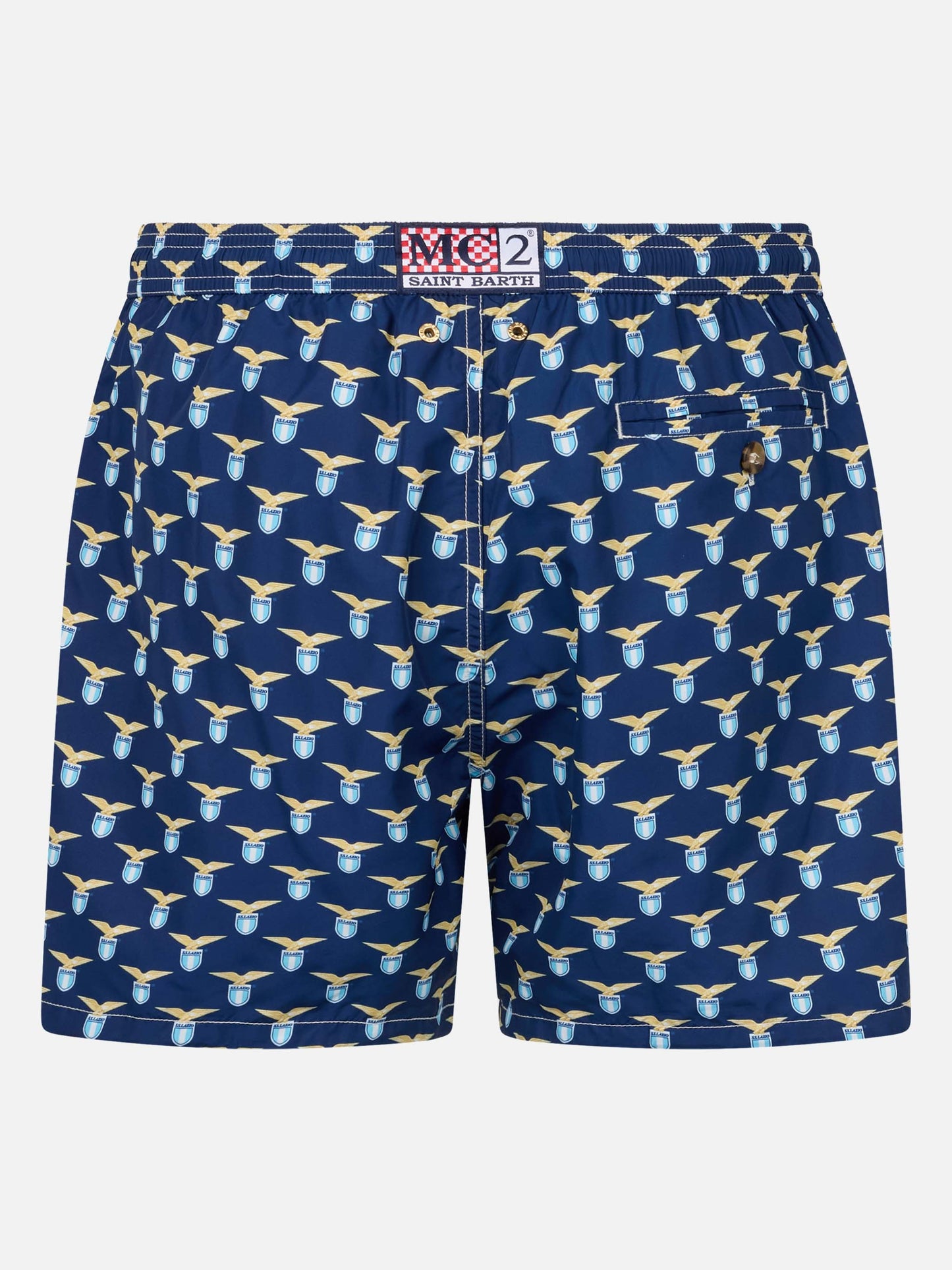 Man lightweight fabric swim shorts with Lazio logo print | SS LAZIO SPECIAL EDITION - MC2 Saint Barth