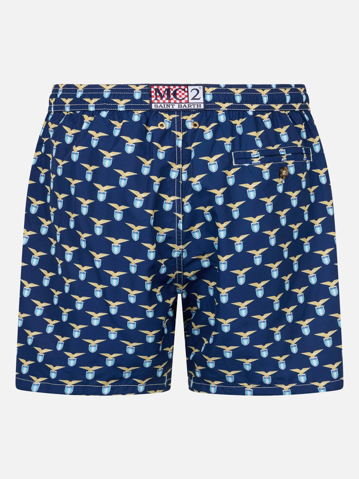 Man lightweight fabric swim shorts with Lazio logo print | SS LAZIO SPECIAL EDITION - MC2 Saint Barth