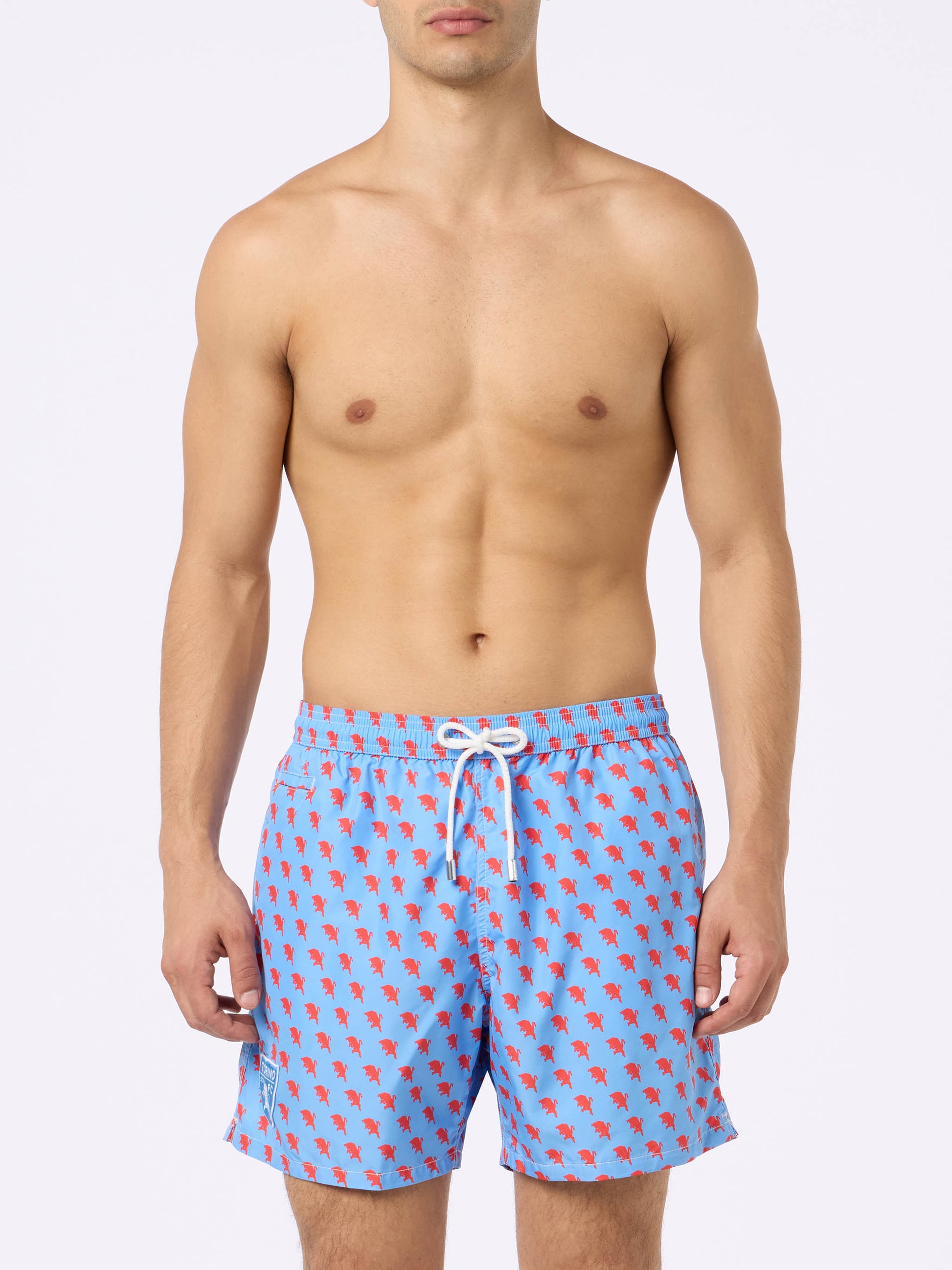 Man lightweight fabric swim shorts with Torino logo print | AC TORINO SPECIAL EDITION - MC2 Saint Barth