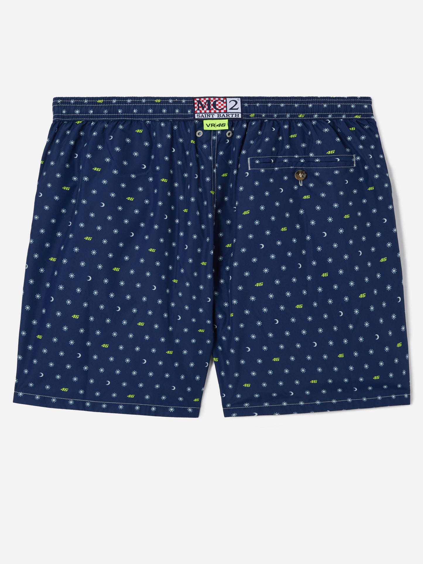 Navy blue Lighting Micro swim shorts with VR46 all-over print | VR46 SPECIAL EDITION