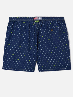 Navy blue Lighting Micro swim shorts with VR46 all-over print | VR46 SPECIAL EDITION