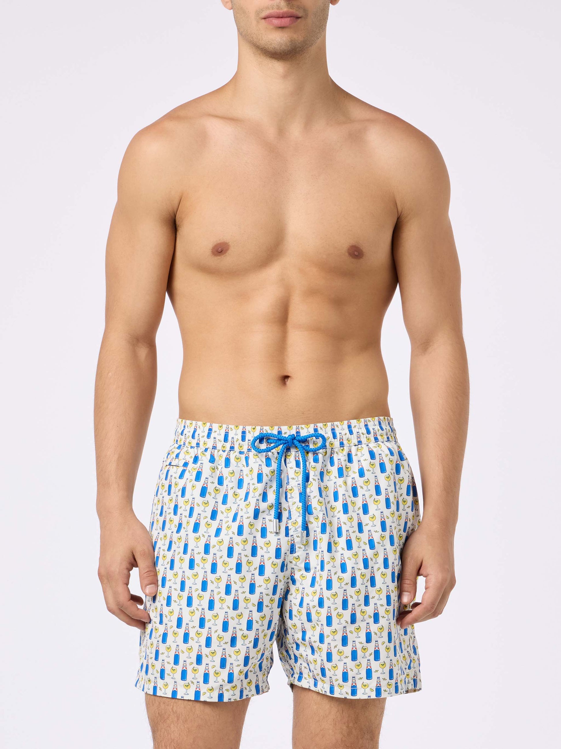Man lightweight fabric swim shorts with Blanc 1664 print | BLANC 1664 SPECIAL EDITION - MC2 Saint Barth