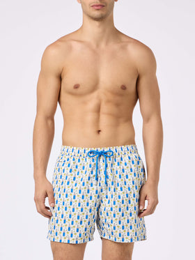 Man lightweight fabric swim shorts with Blanc 1664 print | BLANC 1664 SPECIAL EDITION - MC2 Saint Barth