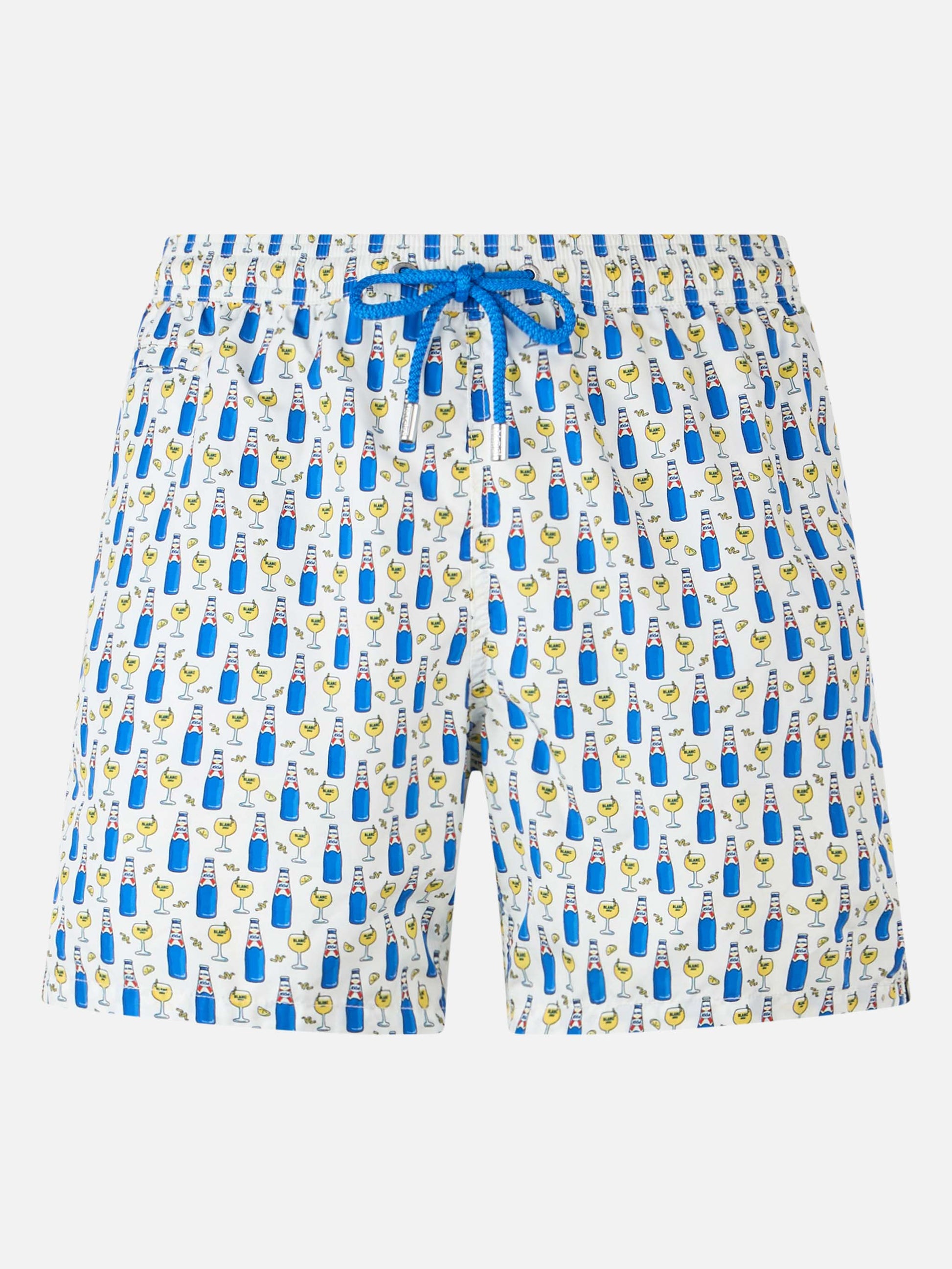 Man lightweight fabric swim shorts with Blanc 1664 print | BLANC 1664 SPECIAL EDITION - MC2 Saint Barth
