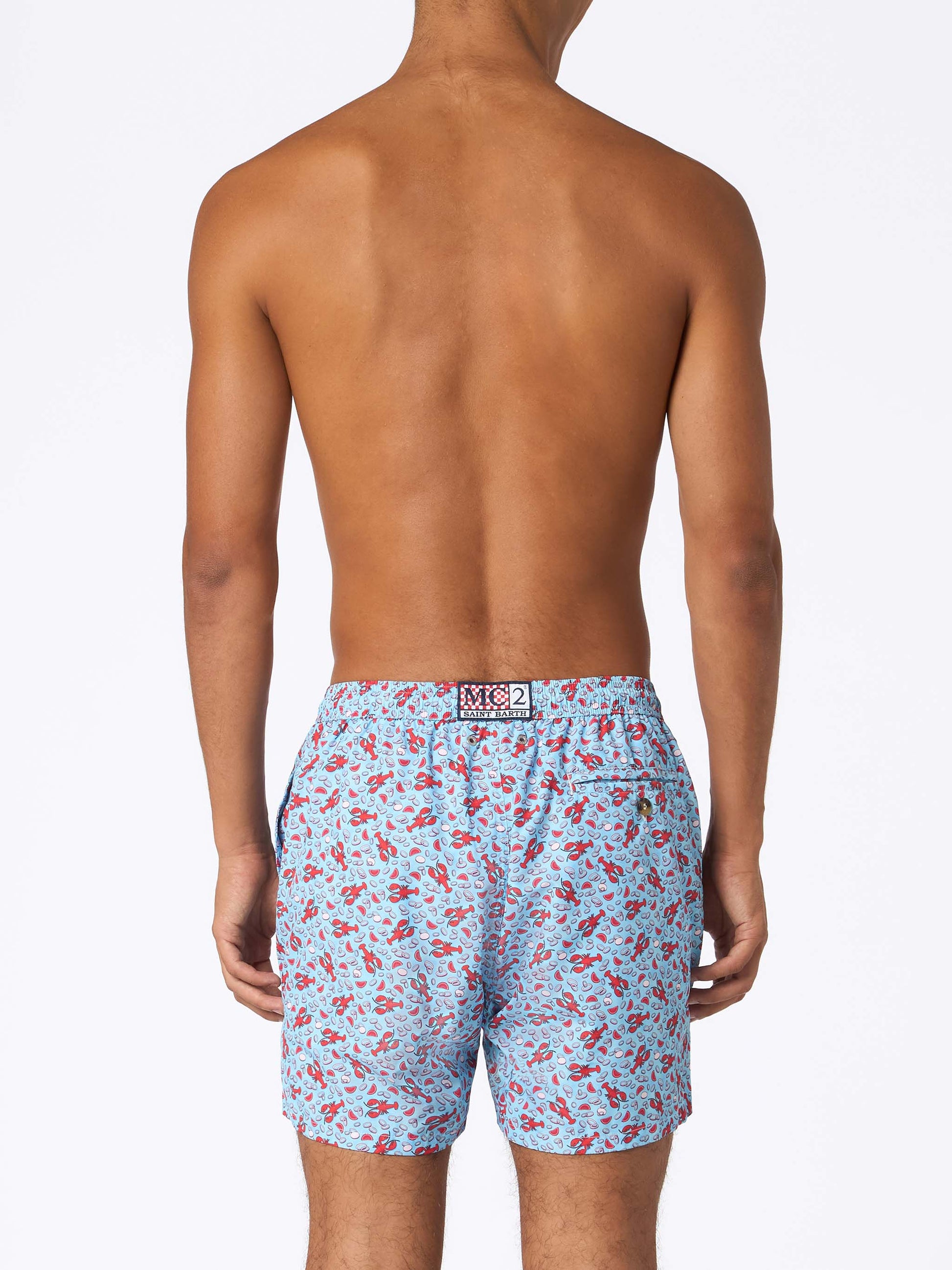 Man lightweight fabric swim-shorts Lighting Micro Fantasy with Lobster print - MC2 Saint Barth