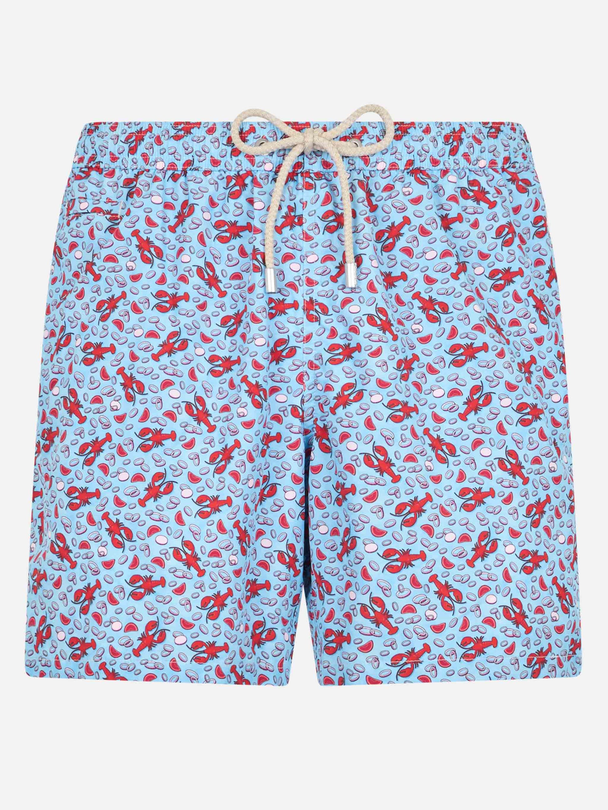 Man lightweight fabric swim-shorts Lighting Micro Fantasy with Lobster print - MC2 Saint Barth