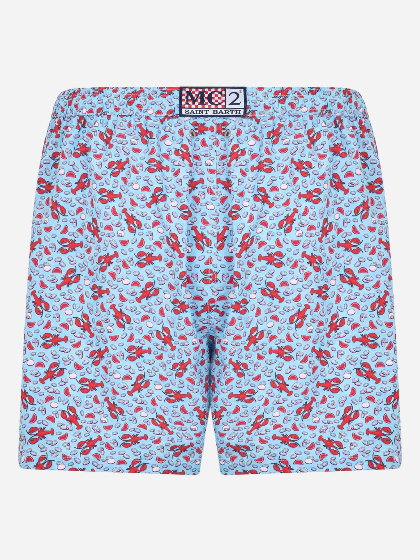Man lightweight fabric swim-shorts Lighting Micro Fantasy with Lobster print - MC2 Saint Barth