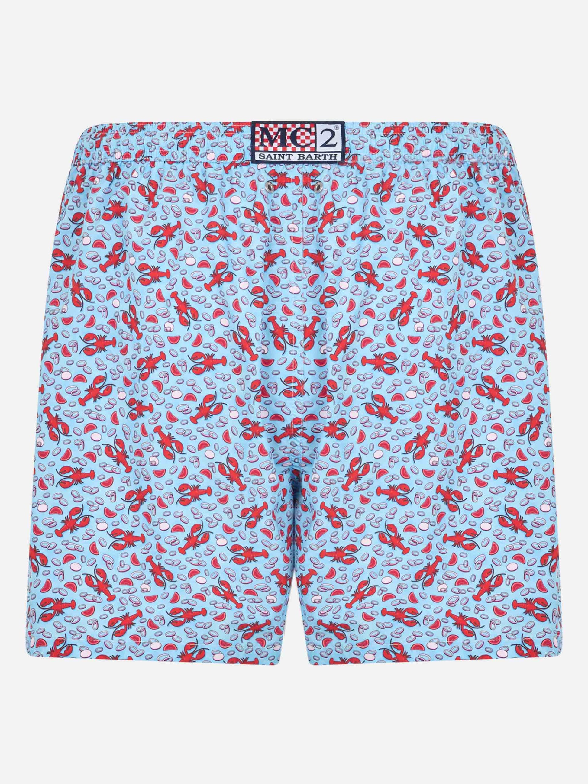 Man lightweight fabric swim-shorts Lighting Micro Fantasy with Lobster print - MC2 Saint Barth