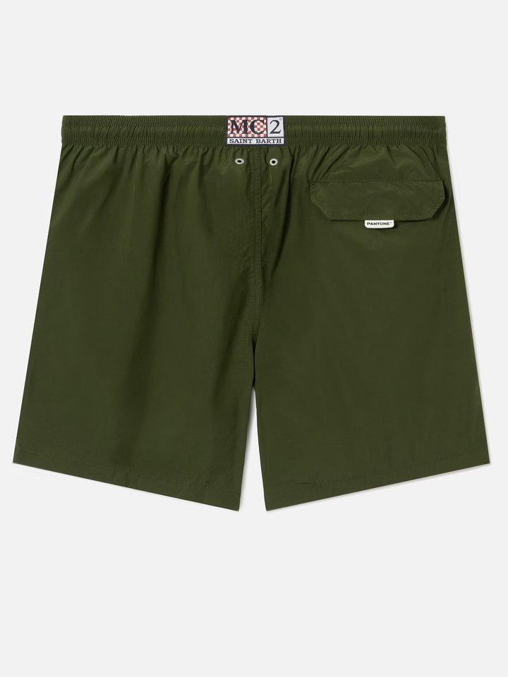 Lighting Pantone swim shorts in solid military green | Special Edition