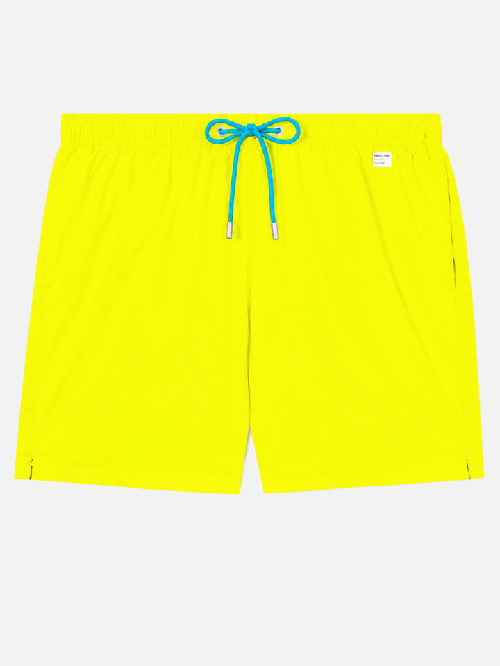 Lighting Pantone fluo yellow swim shorts in stretch technical fabric | Special Edition