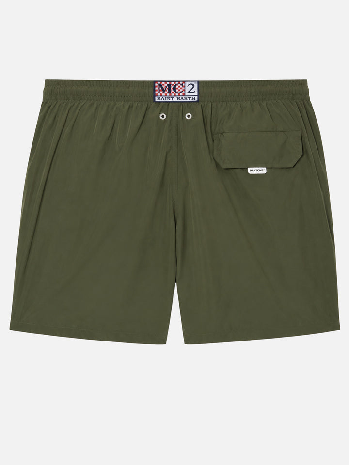 Lightweight fabric military green swim shorts Lighting Pantone | PANTONE® SPECIAL EDITION