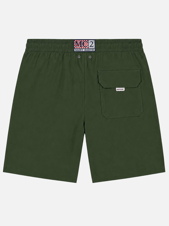 Military green lighting long pantone swim shorts | Special Edition