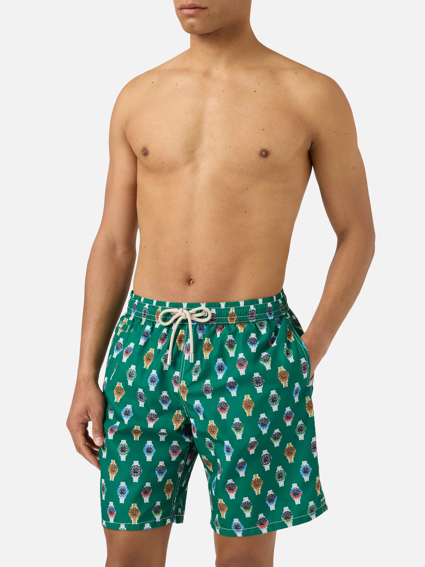 Short de bain Micro Lighting avec imprimé montres all-over 