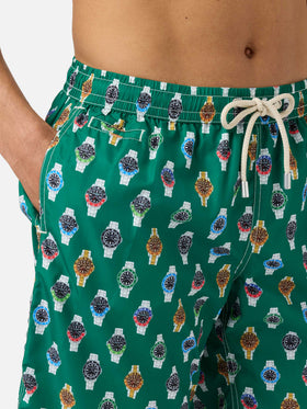 Short de bain Micro Lighting avec imprimé montres all-over 