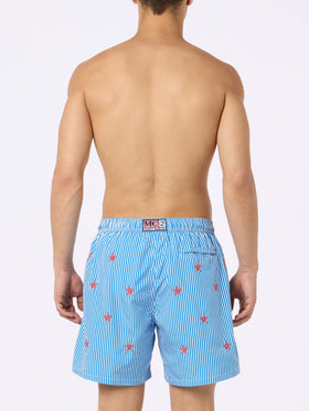 Man lightweight fabric swim-shorts Lighting with seastars embroidery - MC2 Saint Barth