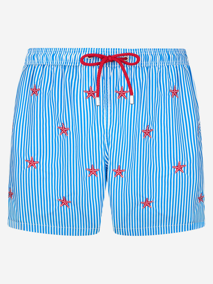 Herren-Badeshorts aus leichtem Stoff Lighting mit aufgestickten Seesternen