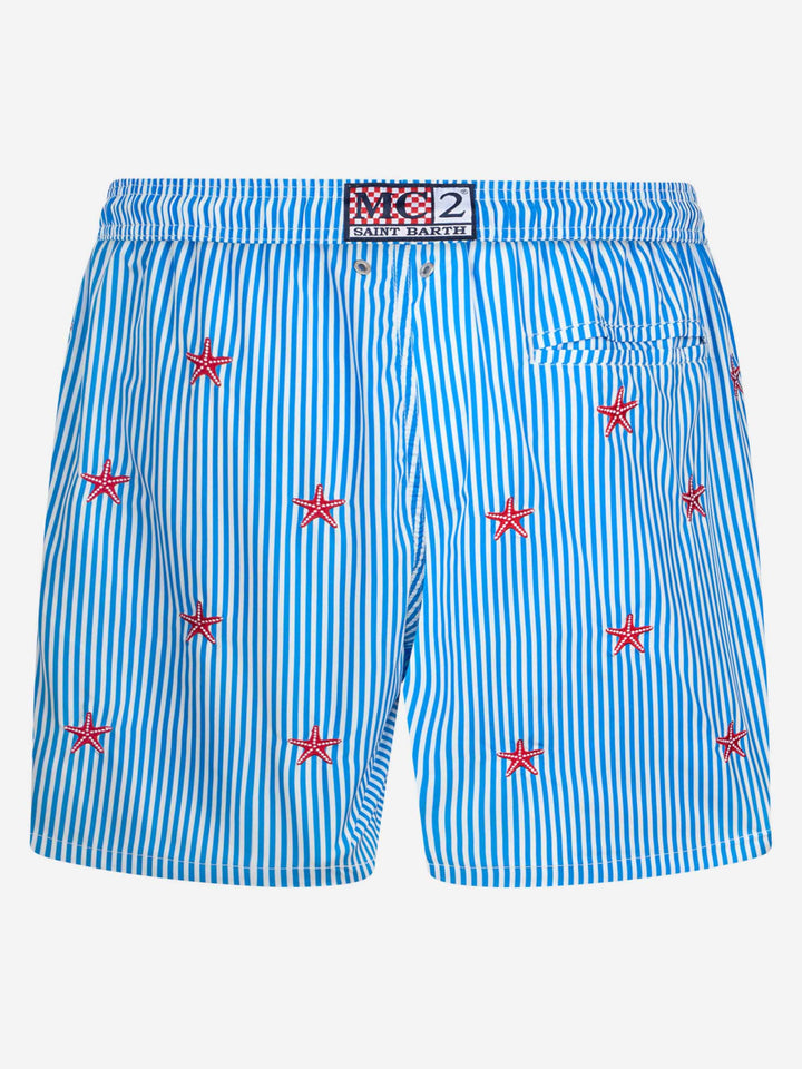 Herren-Badeshorts aus leichtem Stoff Lighting mit aufgestickten Seesternen