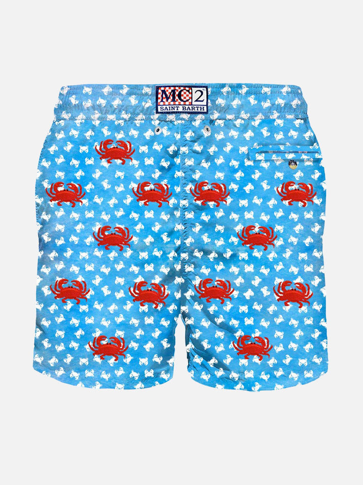 Man light fabric swim shorts with crabs embroidery - MC2 Saint Barth