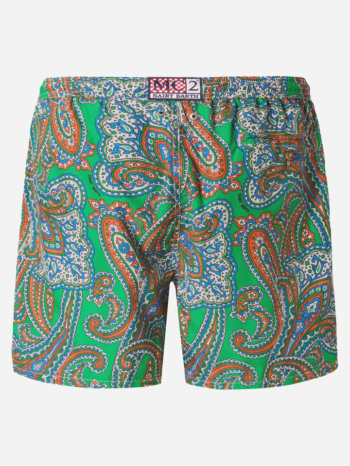 Lightweight fabric swim-shorts Lighting 70 with paisley print