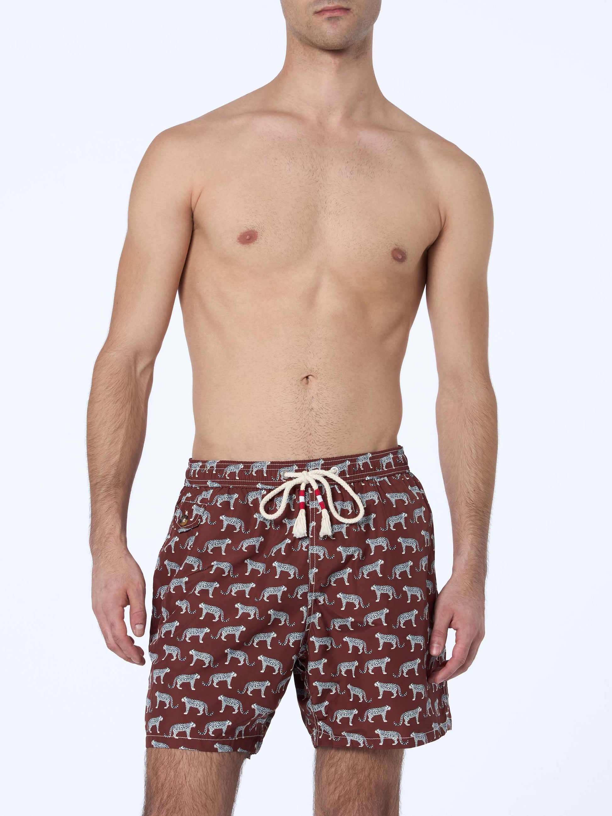 Man lightweight fabric swim-shorts Lighting 70 with micro cheeta print - MC2 Saint Barth