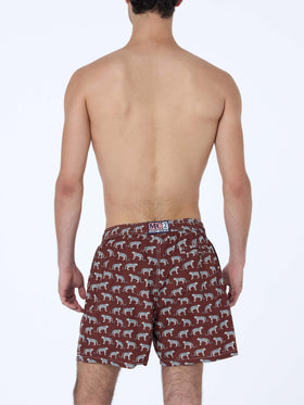 Man lightweight fabric swim-shorts Lighting 70 with micro cheeta print - MC2 Saint Barth
