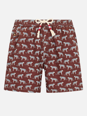 Man lightweight fabric swim-shorts Lighting 70 with micro cheeta print - MC2 Saint Barth