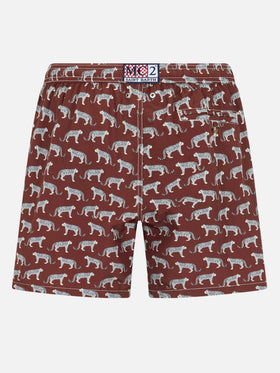 Man lightweight fabric swim-shorts Lighting 70 with micro cheeta print - MC2 Saint Barth