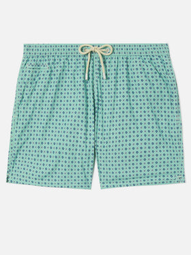Short de bain Micro Lighting vert clair avec imprimé géométrique all-over 