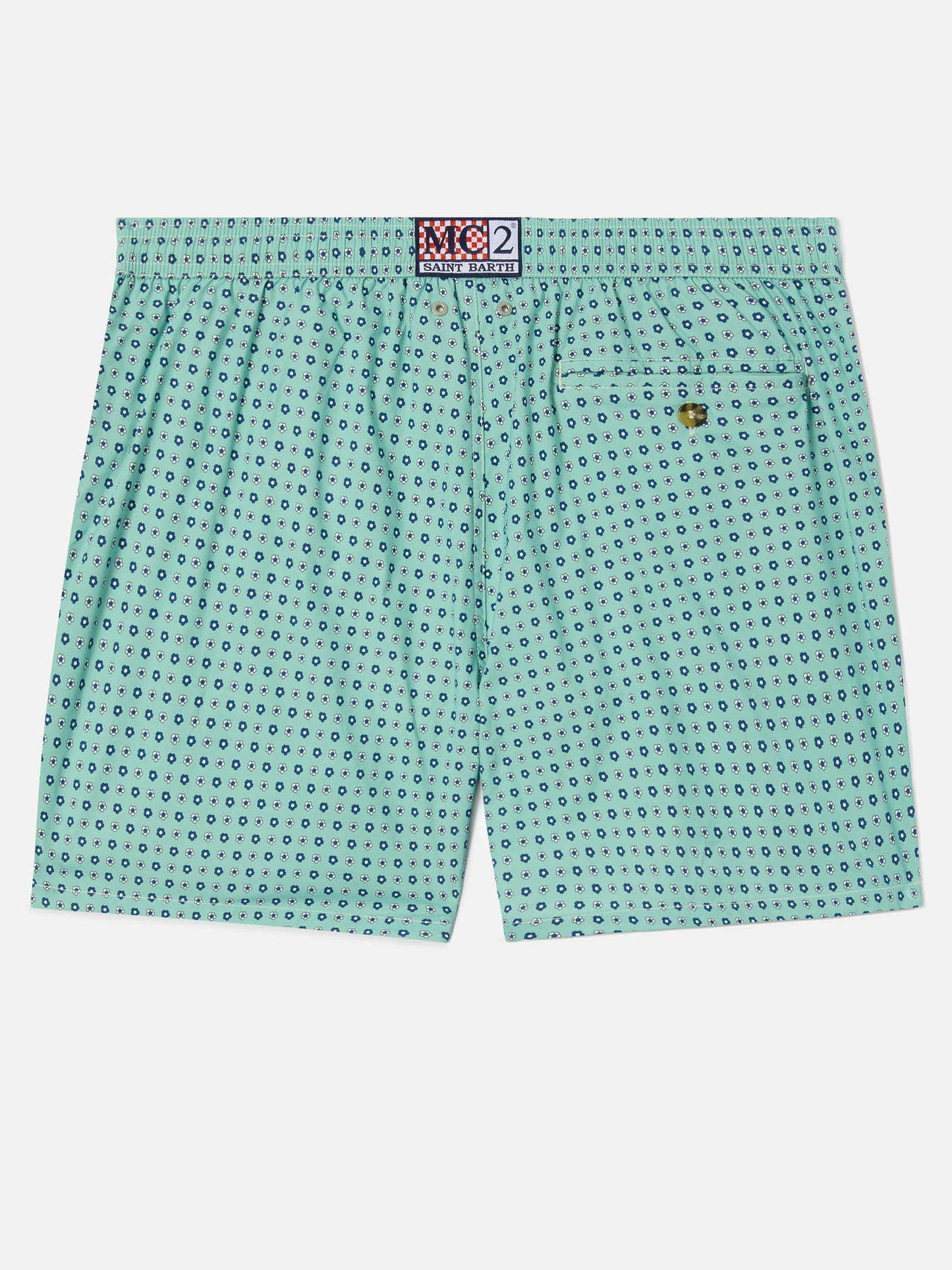 Short de bain Micro Lighting vert clair avec imprimé géométrique all-over 