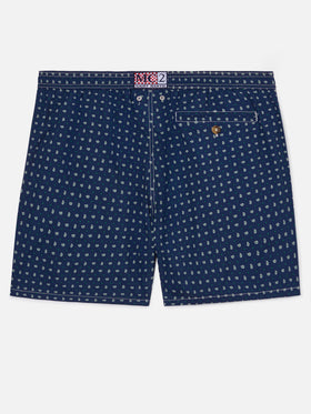 Navy Lighting Micro swim shorts with all-over paisley print