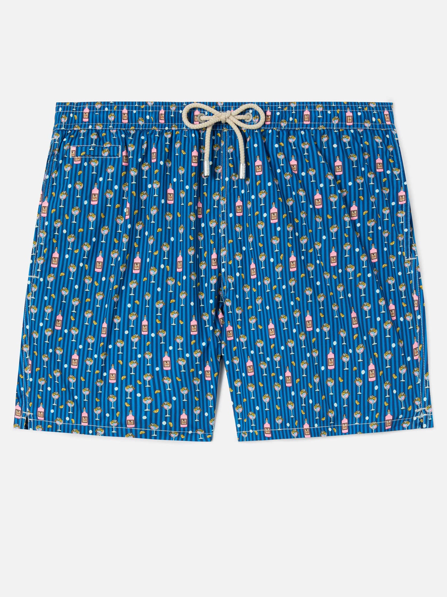 Navy Lighting Micro swim shorts with all-over cocktail print