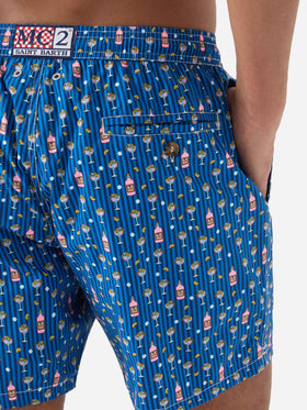 Navy Lighting Micro swim shorts with all-over cocktail print