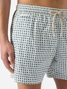 Short de bain Lighting Micro blanc avec imprimé géométrique all-over 