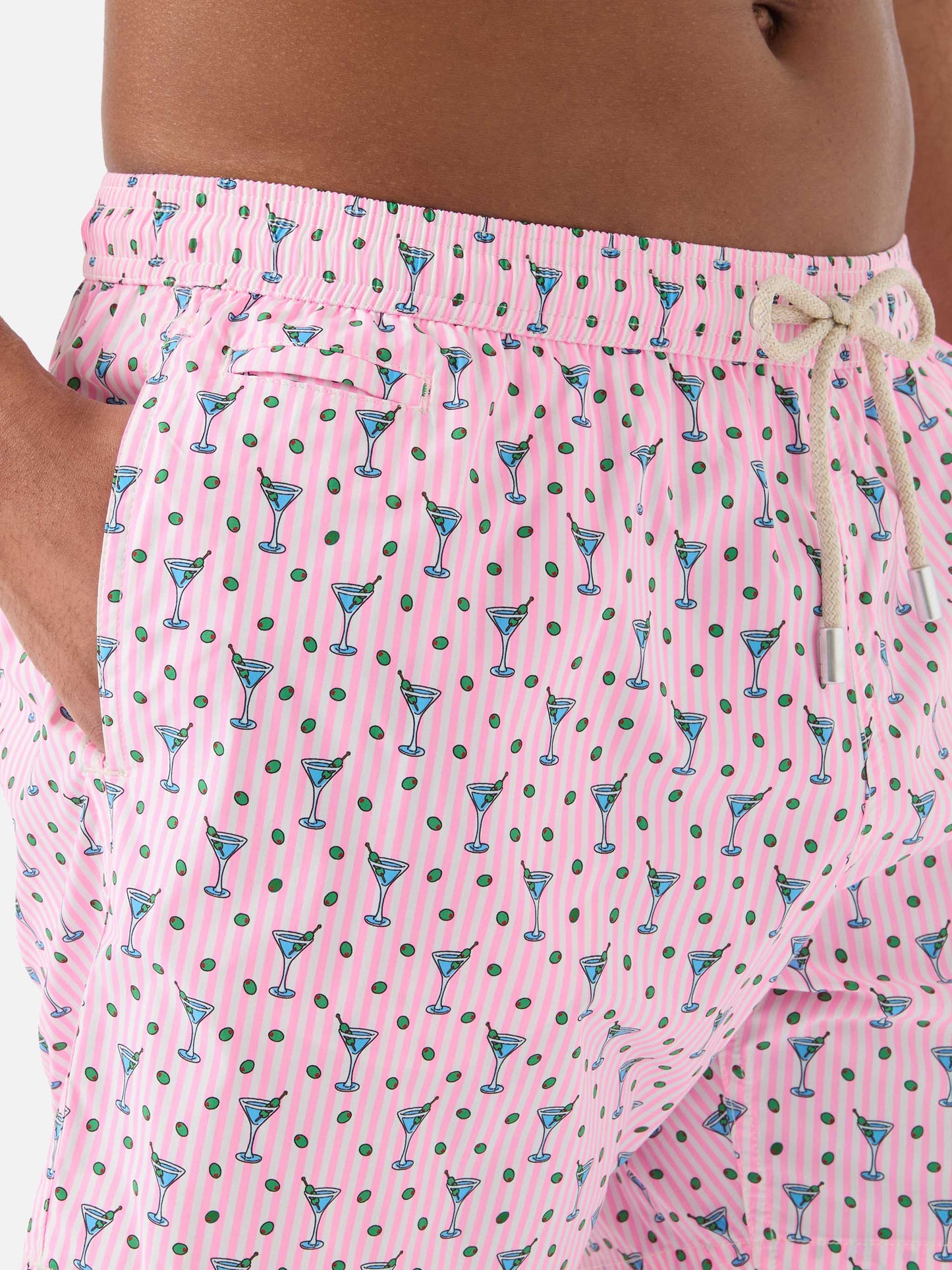 Pink Lighting Micro swim shorts with all-over cocktail print